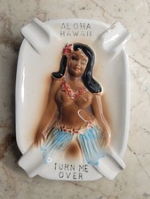 Vintage 1950s Turn Me Over Hula Girl Ceramic Ashtray Hawaii Risque Novelty picture