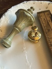 Vintage Pair Lamp Finials- Plastic, Green & Gold Tone  picture
