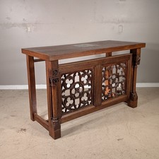 Antique European Gothic Oak Church Altar Table with Relic Stone Insert picture