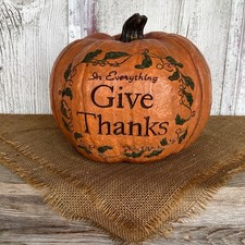 VTG Lg In Everything Give Thanks Pumpkin by Hickory Manor House Thanksgiving picture