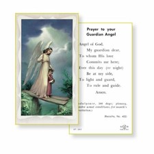 Guardian Angel with Girl & Guardian Angel Prayer  - Paperstock Holy Card picture