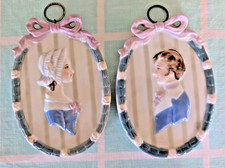 Pr Vintage Lefton Colonial Couple Wall Plaques Ceramic Hangers 2132 Picture 4x5