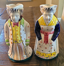 Italian Hand-Painted Figural Ceramic Creamer Set 2pc Folk MPN 2136 picture
