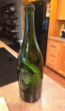 18.5 inch  Huge Empty Wine Bottle Display, Bar Prop in Green. Pre-drilled hole picture