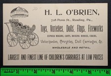 Vintage O'Brien Toys Dolls Fireworks Reading PA Business Card  picture