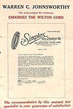 Wilton Cord Simplex Tire Advertising Brochure 1922 picture