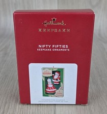 2021 Hallmark Nifty Fifties Keepsake Christmas Ornament Santa and Mrs. Claus NIB picture