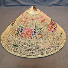 Vintage Asian Conical Straw Hat Vietnamese Rice Field Vietnam Souvenir Folk Art picture
