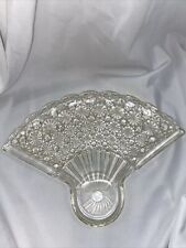 Vintage Glass Fan Shaped Relish Serving Dish Tray picture