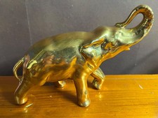 Vintage MCM Gold Ceramic Elephant Mid Century Modern Retro picture