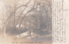 Joplin Missouri Old Swimming Hole Trees Water Fillmores Bridge 1907 RPPC picture