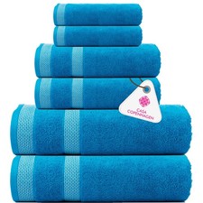 CASA COPENHAGEN Solitaire 6Pcs Egyptian Cotton Towel Set Cyan 600GSM 2Bath picture