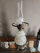 Vtg 3-way Hurricane Lamp Hand Painted Floral Pattern picture