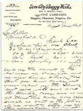 1898 Gem City Buggy Works Dayton OH billhead w/letter picture