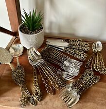 Beautiful Vintage Brass/Stainless Steel Cutlery Serving Set picture