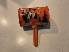 Vintage 1950s US Metal Toy Halloween Tin Litho Barrel Noisemaker picture