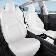 Tesla Model 3 Nappa Leather Car Seat Covers Full Set Custom White picture