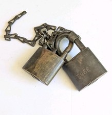 2 Vintage PG&E Brass PACIFIC GAS & ELECTRIC locks No Key, PGE LOGO Hercules  picture