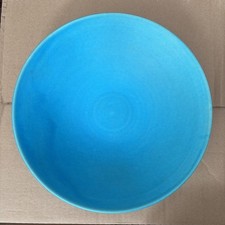 Shigaraki yaki Toruco Turquoise Blue Japanese Pottery Unique Large Shallow Bowl  picture