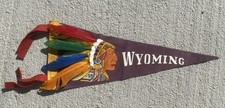 Vintage 1950’s Felt Pennant Wyoming Native American Chief 50’s Mini Flag Rare picture