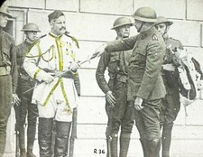 1915 WWI MAGIC LANTERN SLIDE Antique Victor Animatograph MILITARY CEREMONY RL-36 picture