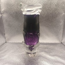 Hand Blown Studio Art Glass Vase Amethyst Purple Cased Sculptural Design Signed picture