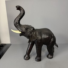 leather elephant figurine vintage Brown Preowned Home Decor picture