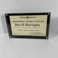 Vintage General Electric Managerial Award Citation Aparatus Service Business  picture