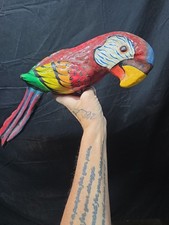 Vintage LARGE Mexican Paper mache Red MACAW Parrot Hand Painted Bird 23” picture
