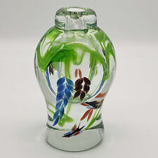 Hand Blown Heavy Lampwork Studio Art Glass floral paperweight vase picture