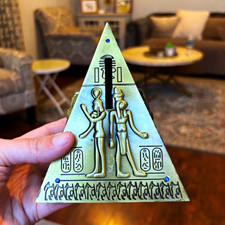 Egyptian Pyramid Figurine w/ Hieroglyphics & Pharaoh Faces Design picture