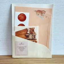 Vintage 1980s Hallmark Stationery Set Cats Kittens Note Cards Letter Sheets NOS picture