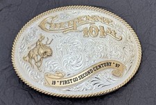 Vintage 1997 Cheyenne 101 Frontier Days Rodeo HUGE Montana SS Trophy Belt Buckle picture