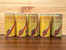 Lot of 5 Vintage STROH LIGHT Beer Cans 4 PULL TABS All Unique picture