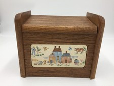 Vintage International Heartland Wood & Ceramic Recipe Box Wall Mount Farmhouse picture