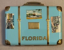Vintage 1950s Florida Souvenir Suitcase Style Compact BEAUTIFUL picture