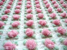 Vtg Morgan Jones Pink Rosebud Bedspread Fabric Piece 24X18 Inches Excellent A+ picture