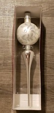 Vtg Macy’s Mercury Glass Tree Topper 12” White Silver Christmas Tree W/ Box  picture