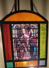 Replica Stain Glass Saint Mary Magdalene Maria Magdalena Signed A.F. Laub-10 x 8 picture