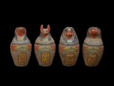 UNIQUE ANCIENT EGYPTIAN HEAVY Stone Statue Canopic Jars Box Isis Anubis Handmade picture