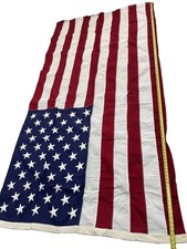 Vintage USA Flag 5x9 Ft 100% Cotton Bunting Embroidered Stars Made in USA picture