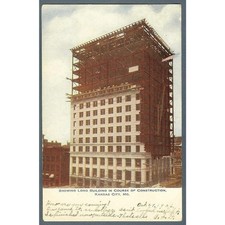 Kansas City Mo 1906 Long Building during construction postcard to Franklin Ne picture