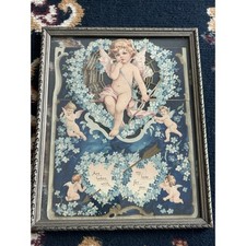 Antique Raphael Tuck Cupid Embossed Print Framed Victorian Cherubs picture