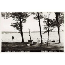 Frick's Maple Beach Lodge Pelican Lake WI RPPC Real Photo Postcard Vtg #13 picture