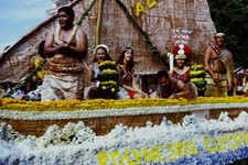c1970s Honolulu Hawaii Parade Native Hawaiian Float Vtg Kodachrome 35mm Slide picture
