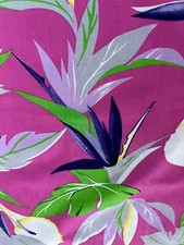 2.4YDS 1985 Miami VICE Leafy Bird of Paradise Mid Century Style Vintage Fabric picture
