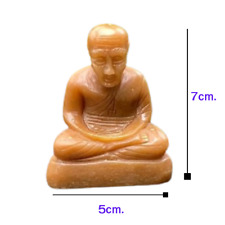 Luang Pu Thuat carved on Chalcedony stone. Natural soft honey jade, height 7cm. picture