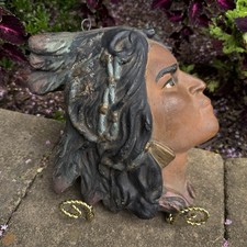 VTG Indian Head Wall Hanging Chalkware Native American Cigar Store Hiawatha Art picture