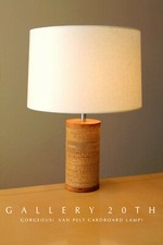 MINTY MCM VAN PELT CARDBOARD TABLE LAMP GEHRY ATOMIC WOOD 70's MID CENTURY VTG picture