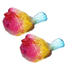2Pcs 3.7Inch Small Glass Birds Figurines for Home Decor, Multicolor picture
